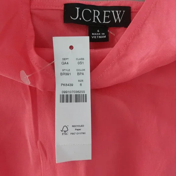 J Crew Coral Pink Satin Slip Dress 6 New Midi V Neck Summer Sleeveless Feminine - Picture 7 of 11